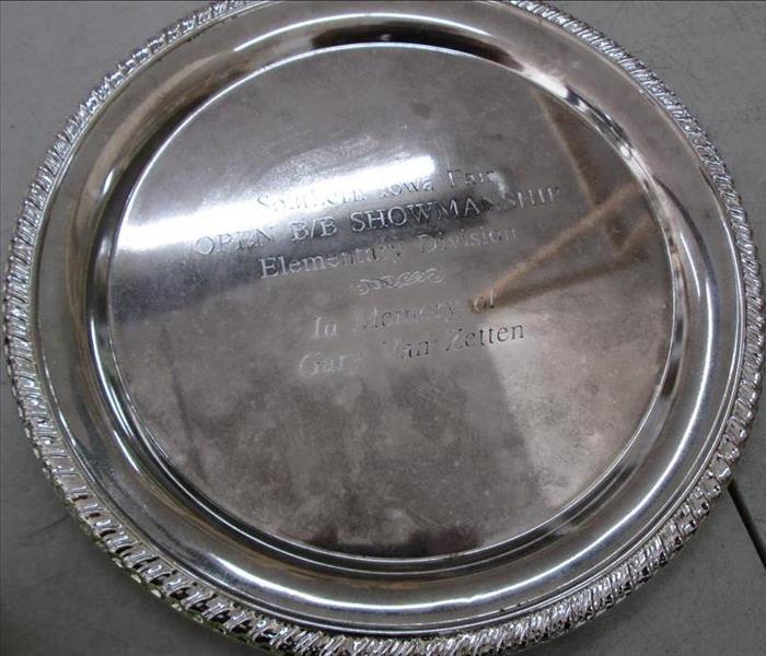 Silver Plate Cleaned After Fire Damage | Before and After Photo